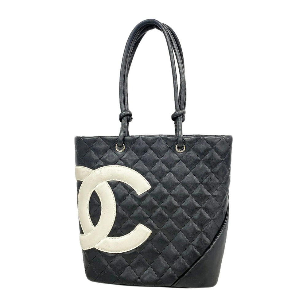 Chanel Cambon Lambskin Tote Bag, Black, Women's
